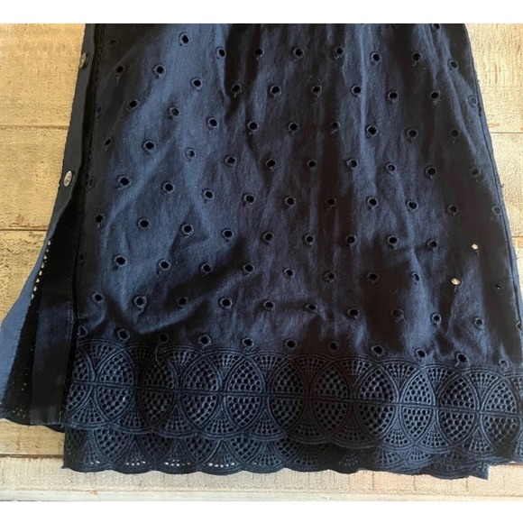 J. Crew Navy Blue Eyelet Cotton Long Sleeve Button Up Blouse Girls 3T - Picture 5 of 6